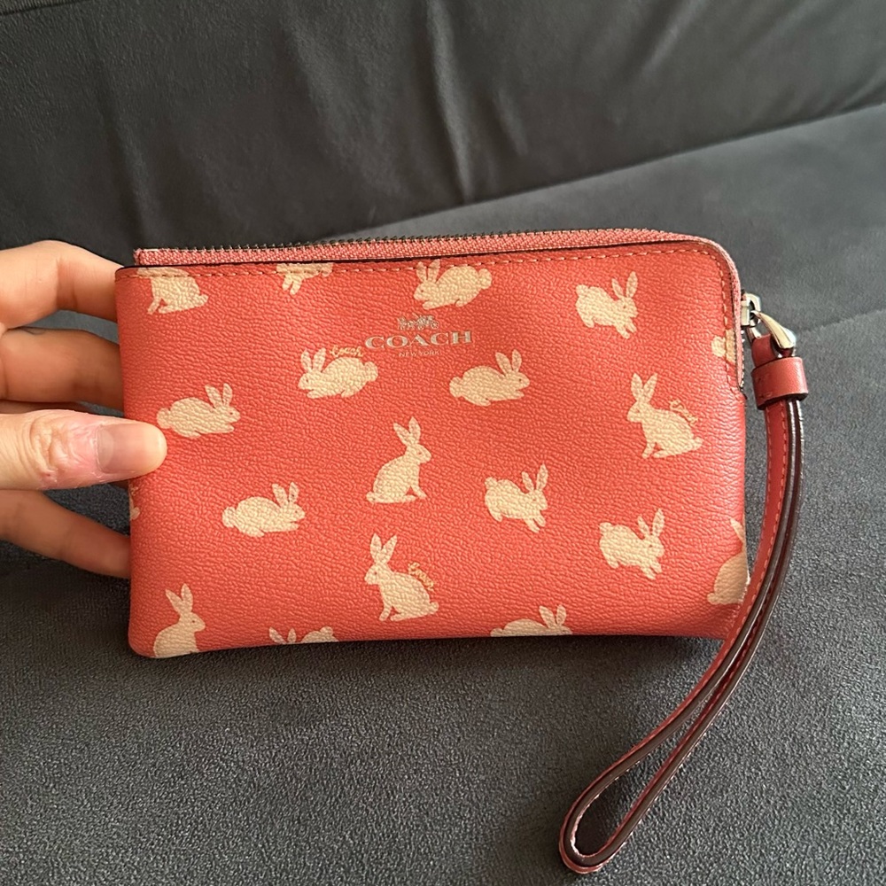 Coach Pink Wristlet with Bunnies